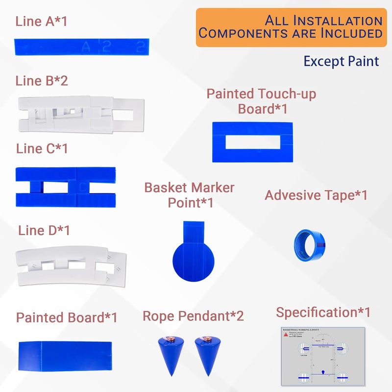 LndscLaser Reusable Basketball Court Stencil Kit for Concrete, Basketball Court Marking Kit, Plastic Material, Sun-Resistant NOT Paper Board, Durable,Can be Used More Than 20 Times. (Free Throw Line) - Image 5